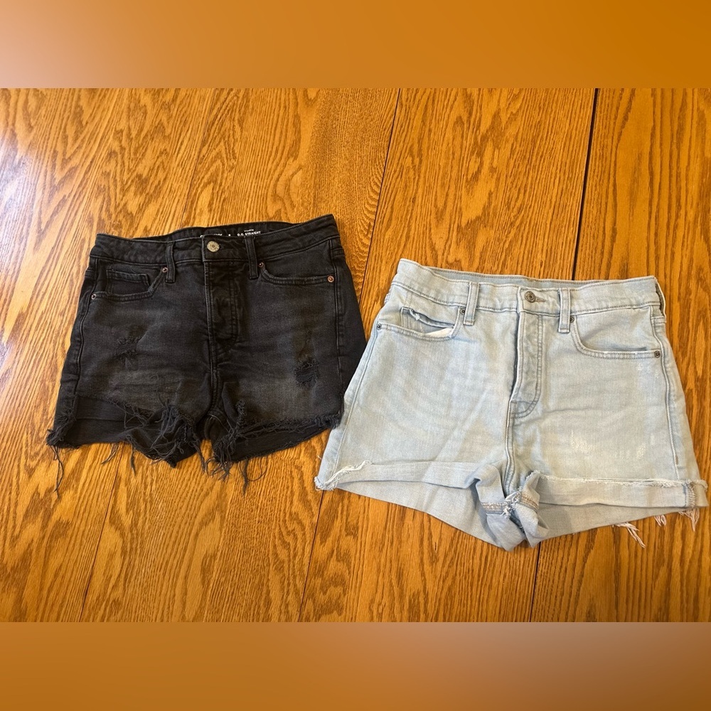 Old Navy Black and Light Blue Jean Shorts Bundle Size 6